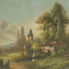 BELGIAN PASTORAL OIL PAINTING BY MAURICE DUPUIS PIC-1