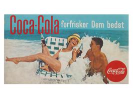 VINTAGE COCA COLA DANISH PIN UP ADVERTISING POSTER