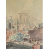 MID CENTURY AMERICAN BROOKLYN BRIDGE PAINTING PIC-1