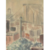 MID CENTURY AMERICAN BROOKLYN BRIDGE PAINTING PIC-2