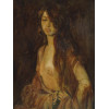 MID CENTURY FEMALE HALF NUDE PORTRAIT PAINTING PIC-1