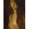 MID CENTURY FEMALE HALF NUDE PORTRAIT PAINTING PIC-2