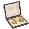 RUSSIAN 56 GOLD ENAMEL CUFF LINKS W ORIGINAL CASE PIC-0