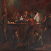 MID CENT PAINTING SKYCRAPER BAR SCENE SIGNED WEST PIC-2