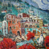 RUSSIAN OIL PAINTING ON CANVAS BY DAVID BURLIUK PIC-3