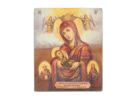 ANTIQUE RUSSIAN ICON OF NURSING MOTHER OF GOD