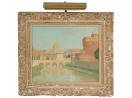 IMPRESSIONIST CITYSCAPE OIL PAINTING VIEW OF ROME