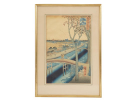 RIVER LANDSCAPE JAPANESE WOODBLOCK BY HIROSHIGE