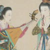 CHINESE PAINTING OF WOMEN PLAYING MUSIC SIGNED PIC-2