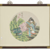 CHINESE PAINTING FEMALE PORTRAIT IN GARDEN SIGNED PIC-0