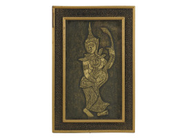 MID CENTURY THAI TEMPLE RUBBING OF BLACK MUSICIAN