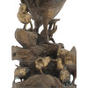 PATINATED BRASS SCULPTURE OF ROOSTER AND CHICKENS PIC-9