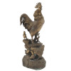 PATINATED BRASS SCULPTURE OF ROOSTER AND CHICKENS PIC-0