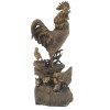 PATINATED BRASS SCULPTURE OF ROOSTER AND CHICKENS PIC-4
