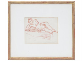 SANGUINE NUDE SKETCH PAINTING BY DAVID BURLIUK