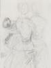 ANTIQUE PENCIL DRAWING OF DANCERS SIGNED RENOUARD PIC-1