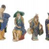 GROUP OF FOUR CHINESE POTTERY MUD MEN FIGURINES PIC-0