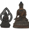 PAIR OF ASIAN PATINATED BRONZE STATUES OF BUDDHA PIC-0