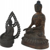 PAIR OF ASIAN PATINATED BRONZE STATUES OF BUDDHA PIC-1