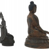 PAIR OF ASIAN PATINATED BRONZE STATUES OF BUDDHA PIC-2