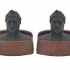 TWO ANTIQUE POMPEIAN BRONZE DANTE BUST BOOKENDS PIC-0