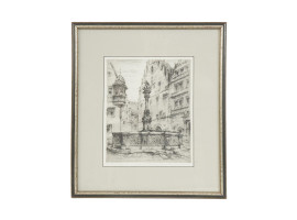 ORIGINAL GERMAN TOWN ETCHING BY HEINER KRASSER