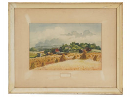 AMERICAN RURAL SCENE COLOR PRINT AFTER ADOLF DEHN