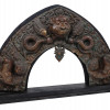 ANTIQUE NEPALESE PATINATED EMBOSSED BRASS TORANA PIC-0