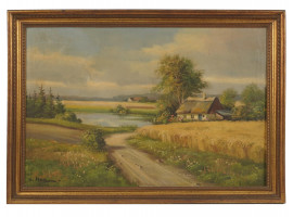 VINTAGE OIL ON CANVAS PAINTING SIGNED A. HOLM