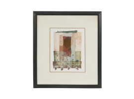 AMERICAN ABSTRACT MIXED MEDIA PAINTING FRAMED