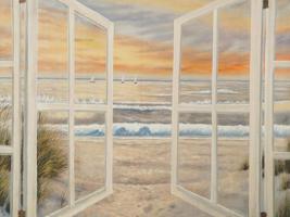 AMERICAN COLOR PRINT ON CANVAS WINDOW SEA VIEW