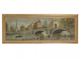 IMPRESSIONIST OIL PAINTING VIEW OF PARIS SIGNED