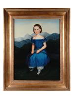 NAIVE OIL PAINTING PORTRAIT OF GIRL SIGNED KNARDI