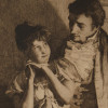 ANTIQUE 19TH CENTURY ENGRAVING LOVERS GENRE SCENE PIC-1