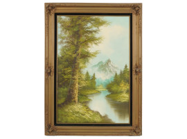 FRAMED MOUNTAIN LANDSCAPE PAINTING SIGNED BANNETE