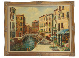 FRAMED PAINTING VIEW OF VENICE SIGNED ANYER ROU