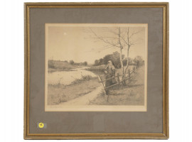 ANTIQUE LANDSCAPE ETCHING BY EDWARD LOYAL FIELD