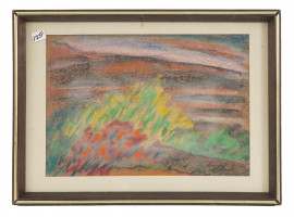 ABSTRACT PAINTING LAKE OF TIBERIAS SIGNED