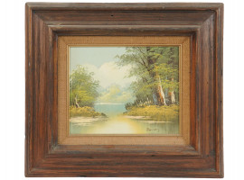 ATTR TO RANDALL V DAVEY LANDSCAPE OIL PAINTING