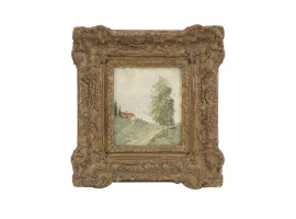 ANTIQUE MINIATURE LANDSCAPE PAINTING FRAMED