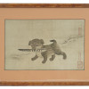 CHINESE DOG WOODBLOCK PRINT ON LINEN AFTER LEE AM PIC-0