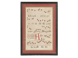 ANCIENT LATIN GREGORIAN CHANT MUSIC SHEET FRAMED