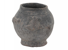 ANCIENT AFRICAN CERAMIC POT W FIGURATIVE RELIEF