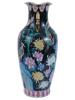 CHINESE TALL BLACK PORCELAIN VASE WITH PEACOCKS PIC-3