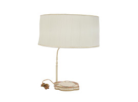 HAND PAINTED TABLE LAMP WITH BEIGE PLEATED SHADE