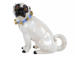 ANTIQUE GERMAN MEISSEN PORCELAIN PUG FIGURINE