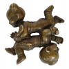 CHINESE TWO KIDS PATINATED BRASS AMULET FIGURINE PIC-0