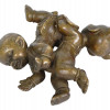 CHINESE TWO KIDS PATINATED BRASS AMULET FIGURINE PIC-2