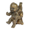 CHINESE TWO KIDS PATINATED BRASS AMULET FIGURINE PIC-3