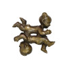 CHINESE TWO KIDS PATINATED BRASS AMULET FIGURINE PIC-1